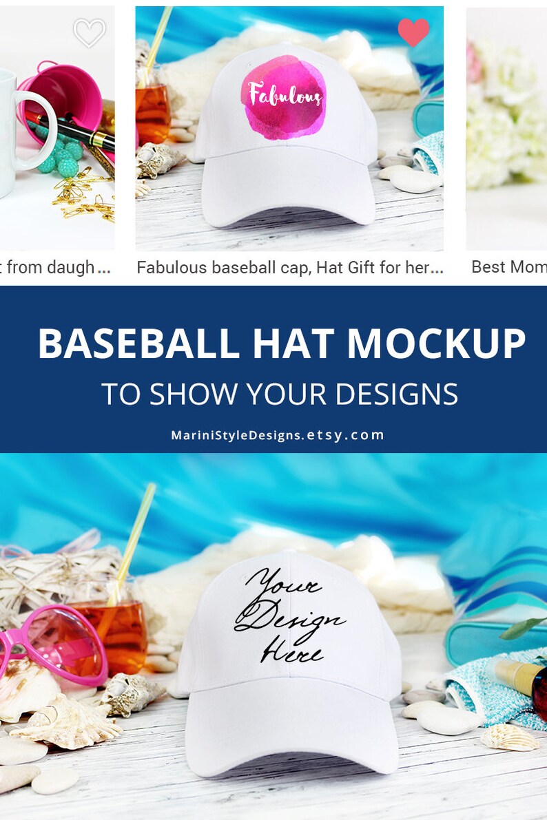 Summer Hat Mockup Beach baseball cap mockup Summer Sport