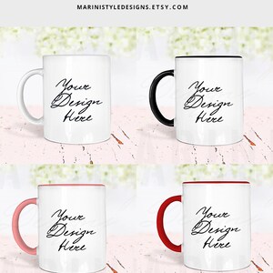 Black Handle Mug Mockup, Black Rim Mug Mockup, Colored Handle & Rim Mug Mockup Stock Photo, PSD with Smart Object to change color, 930 image 5