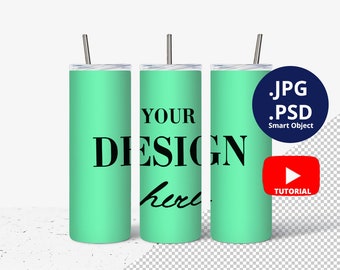 Glow in the Dark Skinny Tumbler Mockup, 20oz PSD (Digital Download)