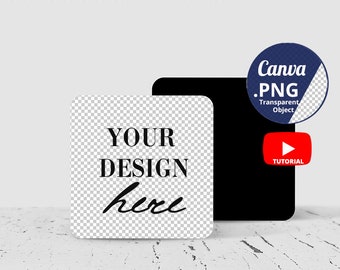 Magnet Mockup front and back Canva PNG Mockup, Square magnet Mockup Canva PNG transparent, Magnet black back Mockup, 1442-2c