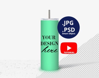 Single 20oz Skinny Tumbler Mockup Glow in the dark, Glow in the dark Tumbler Mockup, editable background, Mockup PSD Smart Objects, 1538