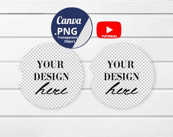 2 Car coasters Mockup, Two car coaster Mockup PNG Canva, Car coaster Mockup PNG transparent background,  1436c