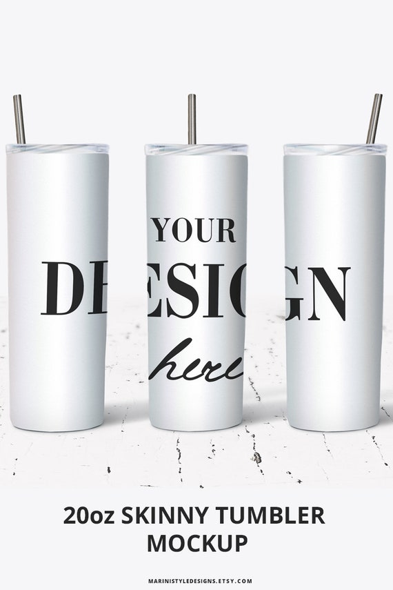 Download 20 Oz Skinny Tumbler Mockup Full Wrap 3 Skinny Tumblers Etsy