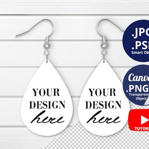 Teardrop Earrings Mockup top view, Two Drop earrings Mockup, Pair Teardrop Earrings Mockup, Sublimation Mockup PSD Smart Object, 1422