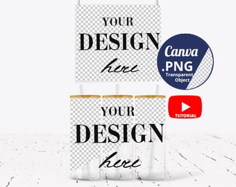 25oz Clear Glass Skinny tumbler Mockup Canva PNG, 3 Glass tumblers mockup Full wrap, Libbey glass can mockup, Beer can glass mockup 1432c