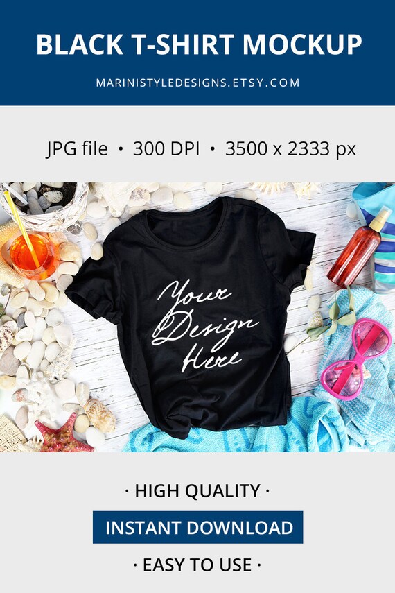 Download Beach Black Tshirt Mockup Summer Unisex Black T Shirt Mockup Etsy