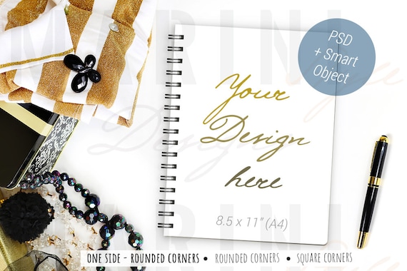 Girl Boss Feminine Gold Styled Stock Photography, Personalized Notebook Mockup, 8.5 x 11, Custom Notebook Mockup, Photoshop PSD file, 338