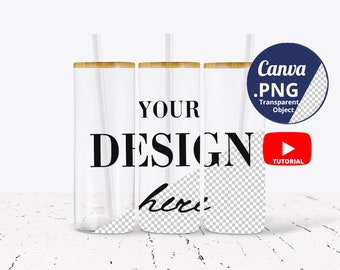 25oz Clear Glass Skinny tumbler Mockup Canva PNG, 3 Glass tumblers mockup Full wrap, Libbey glass can mockup, Beer can glass mockup 1414c