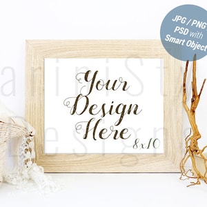 Wood Frame Mockup, 8x10 Rustic Frame Mockup, Farmhouse Sign Mockup, Minimalist Frame Poster Mockup, Wall art Mockup, Landscape view, 465 image 1