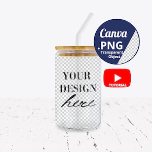 16oz Clear Glass Can Mockup for Canva, Libbey glass can mockup transparent background, Beer can glass mockup PNG to overlay design 1291c