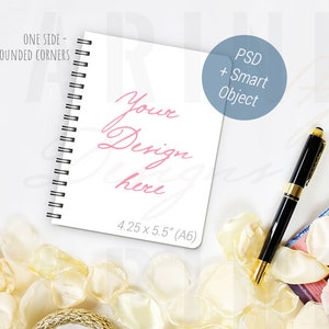 Feminine Spiral Notebook Mockup, Planner Mockup Wire-bound, Diary Mockup, Journal Mockup, Product Mockup, PSD Photoshop & Smart Object, 342c