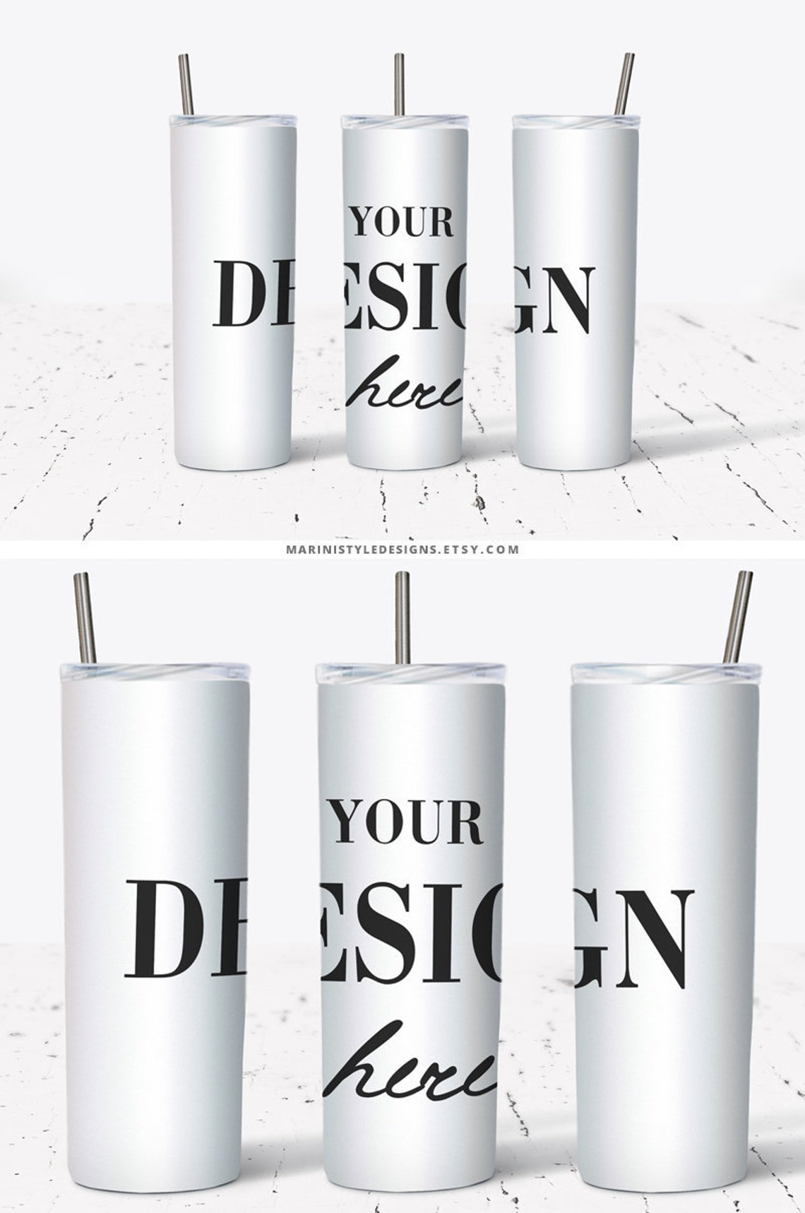 20 oz Skinny Tumbler Mockup Full wrap 3 Skinny Tumblers | Etsy