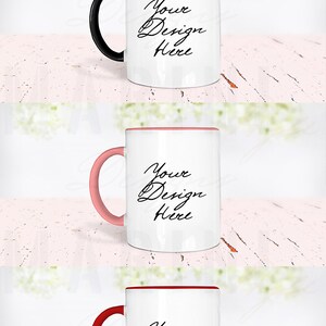 Black Handle Mug Mockup, Black Rim Mug Mockup, Colored Handle & Rim Mug Mockup Stock Photo, PSD with Smart Object to change color, 930 image 4