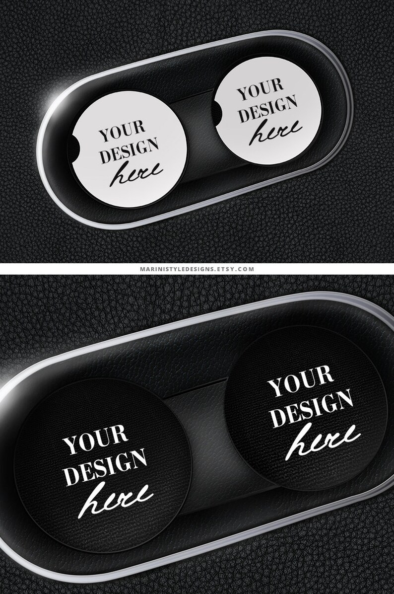 Download Set of 2 two sandstone car coasters mockup Car inside cup | Etsy