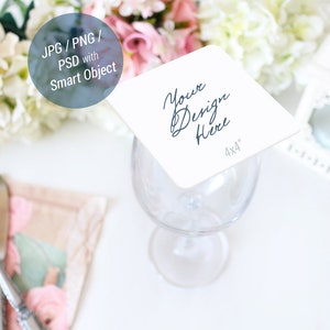 Wedding Coaster Mockup, Don&#39;t Take My Drink Coaster Mockup, Square Coaster Mockup, Drink Topper Mockup, Wedding Glass topper Mockup, 944