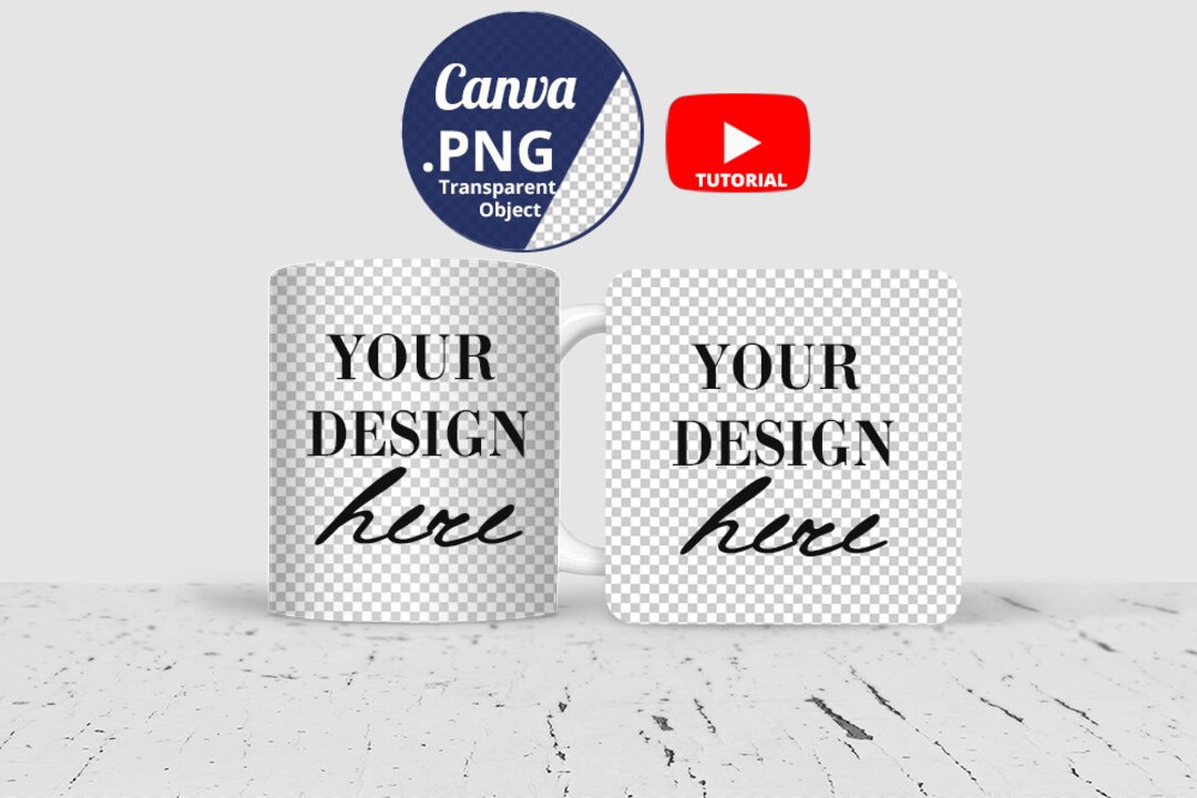 Coaster and Mug Mockup PNG Canva Square Coaster & 11oz Mug - Etsy