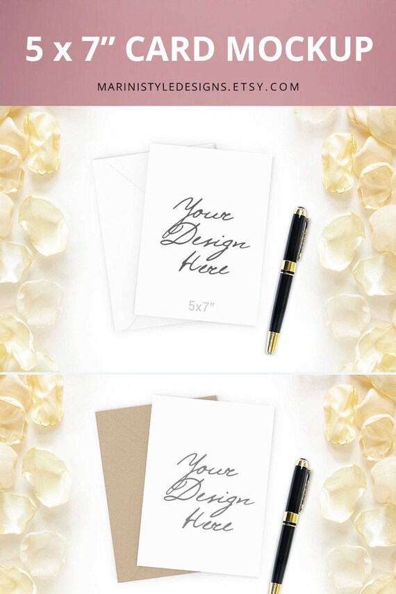 5x7 Card Mockup Invitation Mock Up 5x7 Wedding Stationery Etsy