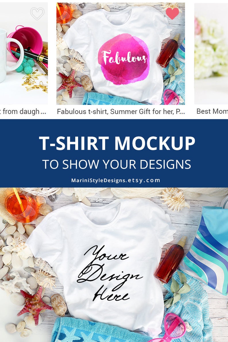 Download White Summer tshirt Mockup Unisex Beach t-shirt mockup | Etsy