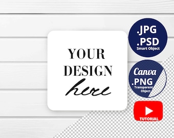 Podkładka kwadratowa Mockup PSD Obiekt inteligentny, Pojedyncza podkładka Mockup, Podkładka Canva Mockup PNG przezroczyste tło, PSD edytowalne tło 1439