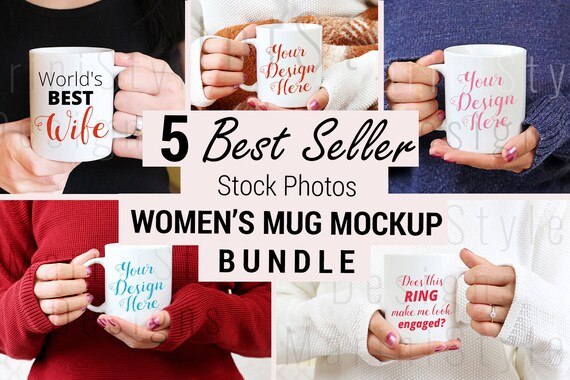 Mug Mockups With Woman Woman Holding Mug Mockup Stock Photo Etsy