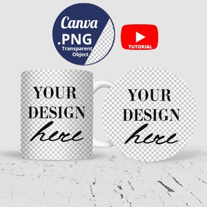 Round Coaster and Mug Mockup PNG Canva, round coaster & 11oz Mug Mockup, White Mug and Coaster Mockup Canva png transparent background 1455c