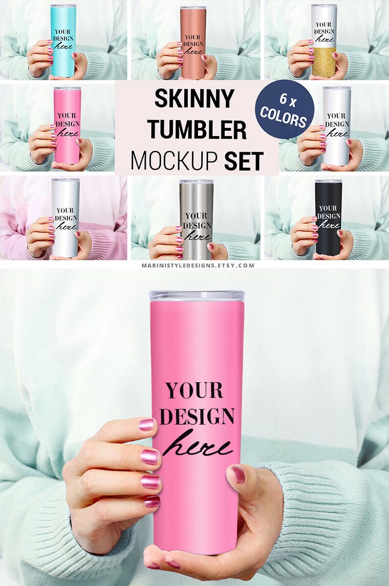 Download 20 oz Skinny Tumbler Mockup White Tumbler Mockup Stainless | Etsy