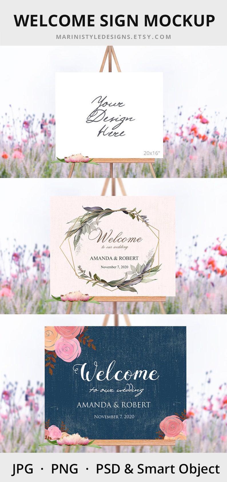 Download Welcome Wedding Sign Mockup Horizontal Easel Mockup | Etsy