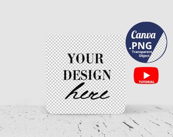 Kwadratowy podkładka Mockup Canva przezroczysty PNG, Pojedynczy podkładka Mockup, Biały podkładka Canva Mockup PNG przezroczyste tło, 1437c