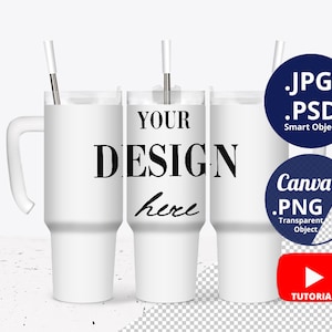Full wrap 30oz Tumbler with handle Mockup PSD, 30oz Grippy HOGG Tumbler Mockup, 3 views Tumbler mockup, Sublimation Mockup PSD,  1510