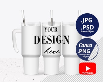 Full wrap 30oz Tumbler with handle Mockup PSD, 30oz Grippy HOGG Tumbler Mockup, 3 views Tumbler mockup, Sublimation Mockup PSD,  1510