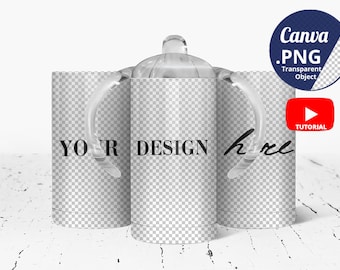 12 Unzen Sippy Cup Mockup für Canva, 1 Deckel Gerade Sippy Cup Mockup Volle Ansicht, 3 Kind Schnabeltassen Mockup transparent PNG zum Überlagern, 1244c