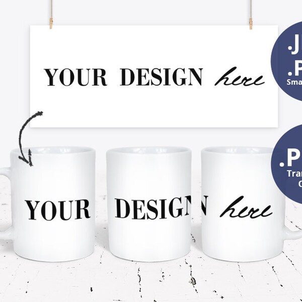 11 oz Mug Mockup Full wrap with Mug Wrap Sample, 3 Mugs Mockup with Design Wrap, PSD Smart Object mockup, Transparent PNG mockup, 1253