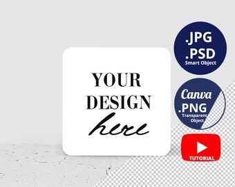 Kwadratowy podkładka Mockup PSD Obiekt inteligentny, Pojedynczy podkładka Mockup, Podkładka Canva Mockup PNG przezroczyste tło, PSD edytowalne tło 1437