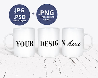 11 oz Mug Mockup Full wrap, 3 Mugs Mockup, Full Wrap White Mug Mockup, PSD Smart Object mockup, PNG Transparent, Sublimation mockup 1247