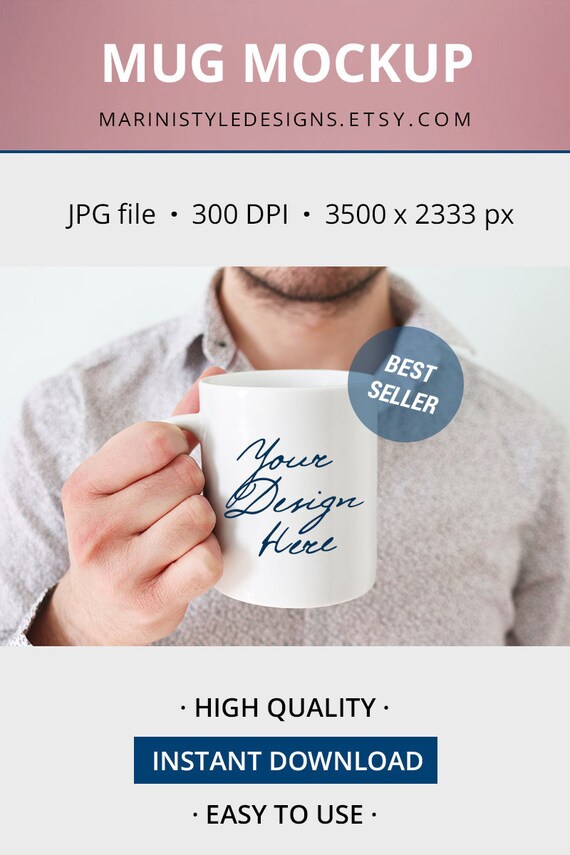 Male Mug Mockup Man Holding Mug Product Mock Up Of White Etsy