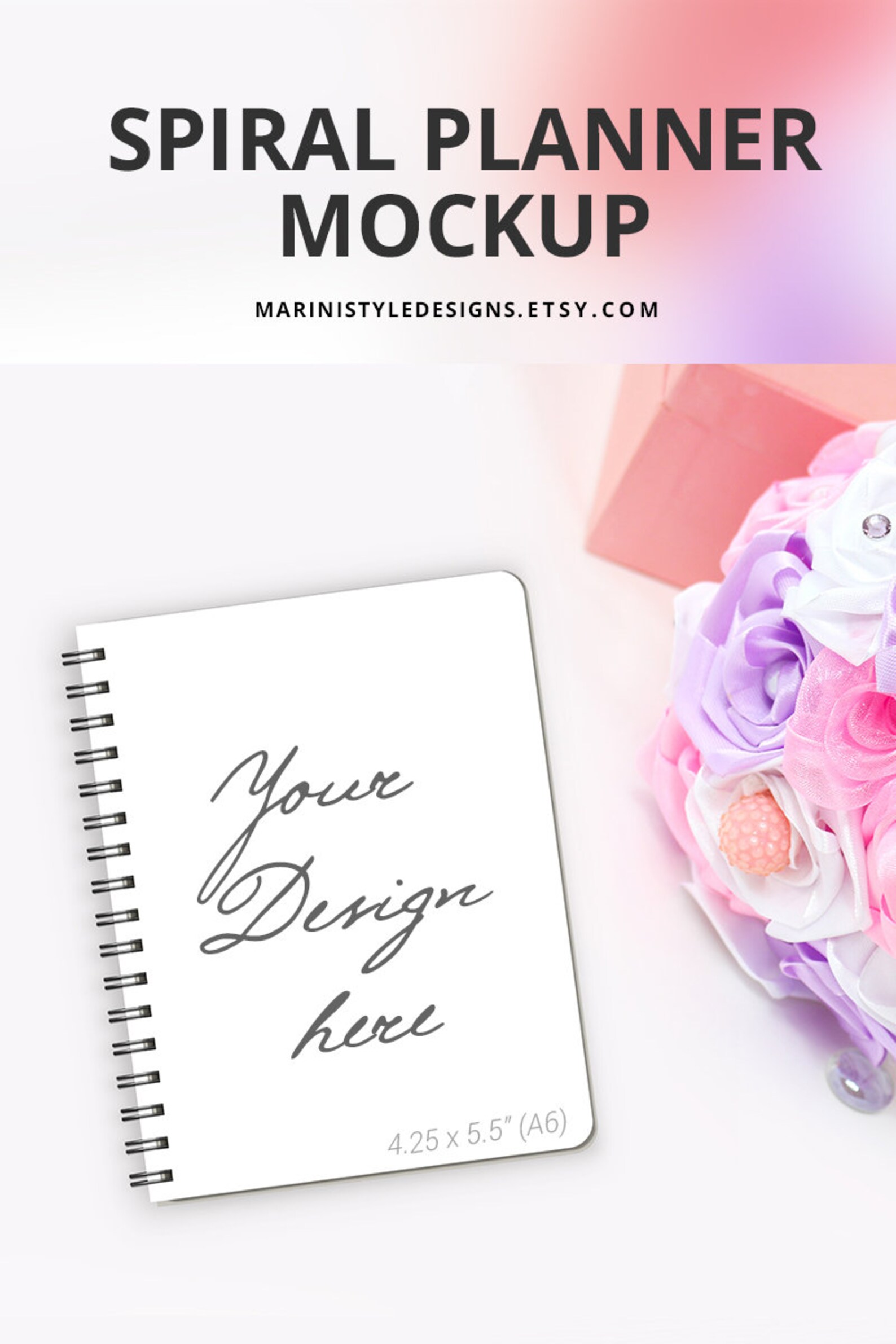 Feminine Spiral notebook mockup Wedding Planner Mockup Etsy