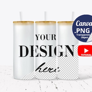 25oz Frosted Glass Skinny tumbler Mockup Canva PNG, 3 Glass tumblers mockup Full wrap, Libbey glass can mockup, Beer can glass mockup 1413c