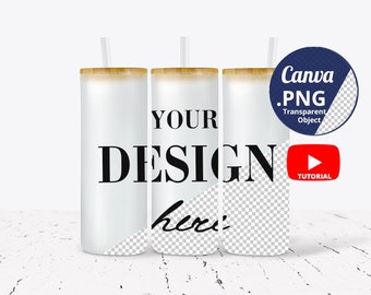 25oz Frosted Glass Skinny tumbler Mockup Canva PNG, 3 Glass tumblers mockup Full wrap, Libbey glass can mockup, Beer can glass mockup 1413c