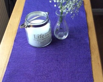 Purple Grape Hessian Table Runner and Cream Ric Rac Trim Cutlery Holders Table Sets for Weddings & Events