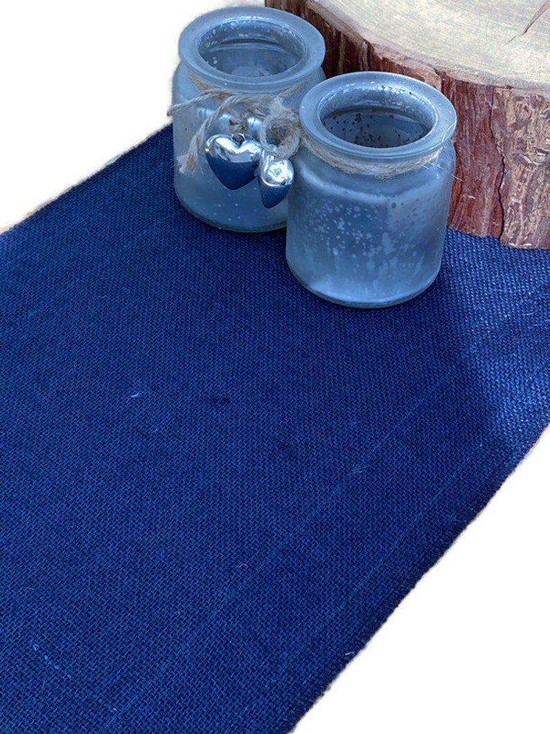 Navy Blue Hessian Burlap Table Runner Etsy UK