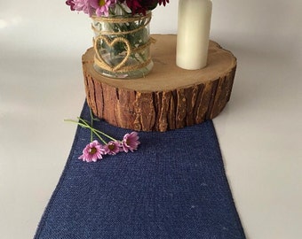 Dark Blue Hessian Table Runner and Cutlery Holders Table Sets for Weddings & Events