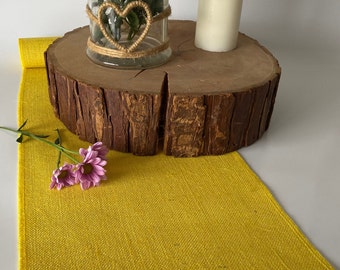 Lemon Yellow Hessian Burlap Table Runner for Dining Table, Spring, Easter or Wedding Celebrations