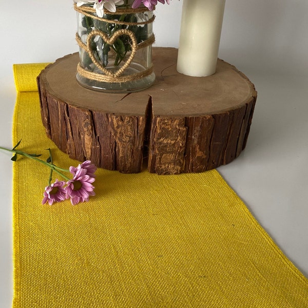 Lemon Yellow Hessian Burlap Table Runner for Dining Table, Spring, Easter or Wedding Celebrations