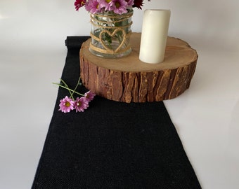 Black Hessian Burlap Table Runner for Dining Table or Wedding Celebrations