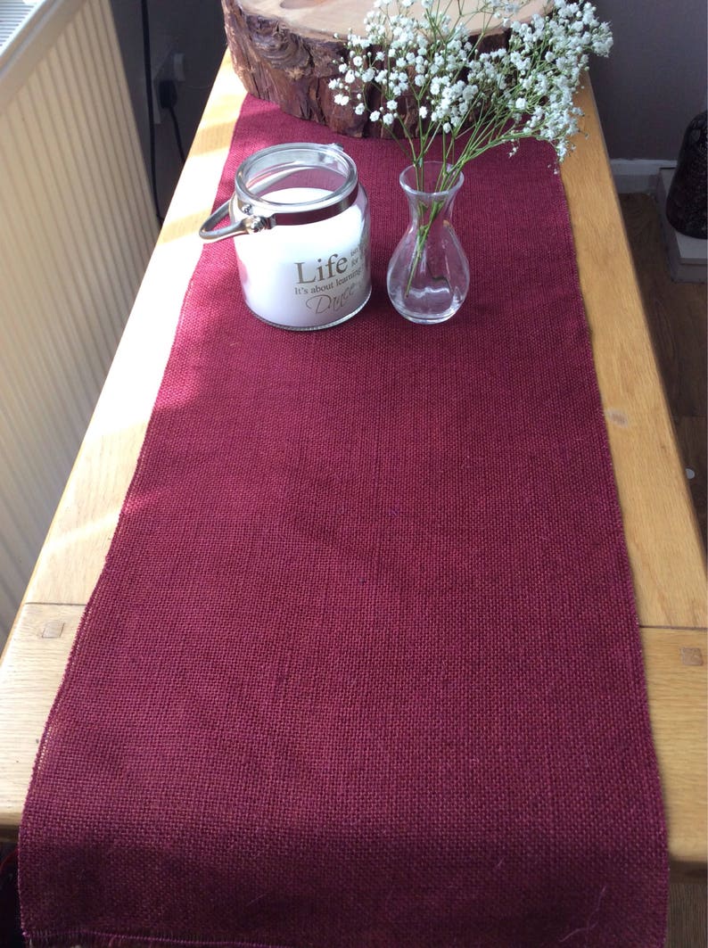 Burgundy Wine Hessian Burlap Table Runner Etsy