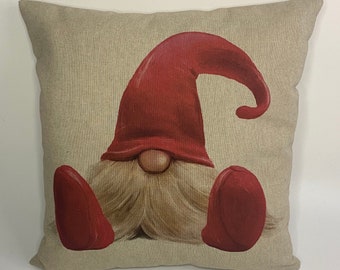 Red Father Christmas Gonk Gnome Cushions, With or Without Pad 16" x 16" Square