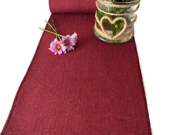 Burgundy Wine Hessian Burlap Table Runner