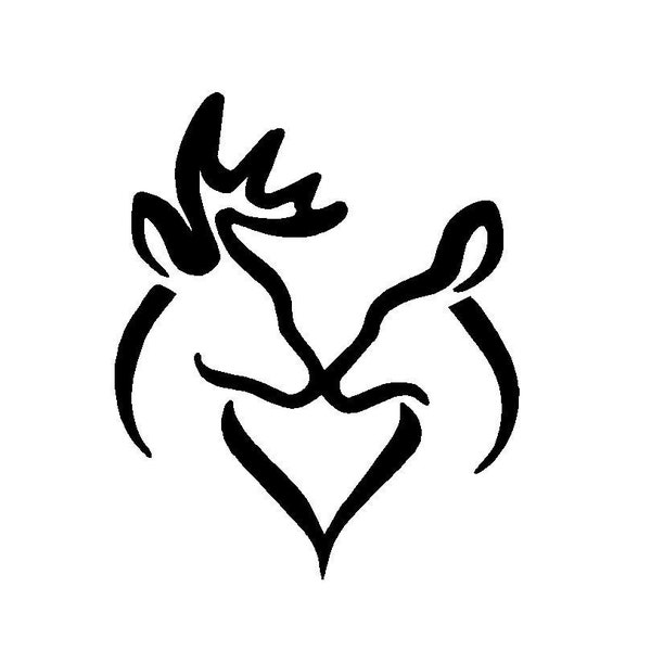 Deer Heart Couple Decal Die Cut Sticker