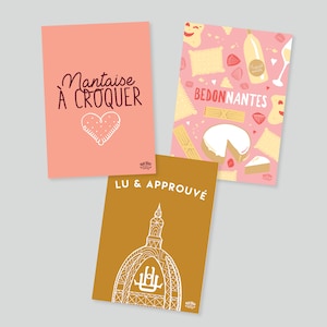 Lot de 3 cartes postales / " Nantes expressions " / Marillon the Beef / illustration / ville