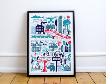 Nantes rouge / Marillon the Beef / Poster / illustration / wall decoration / city